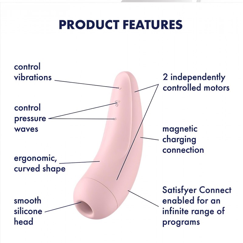 Satisfyer Curvy 2+ – App-vezérelt léghullámos csiklóizgató (pink) 138517 termék bemutató kép