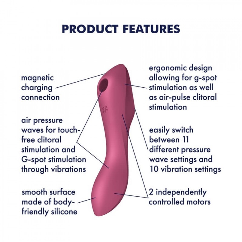 Satisfyer Curvy Trinity 3 - akkus léghullámos 2in1 vibrátor (piros) 83448 termék bemutató kép