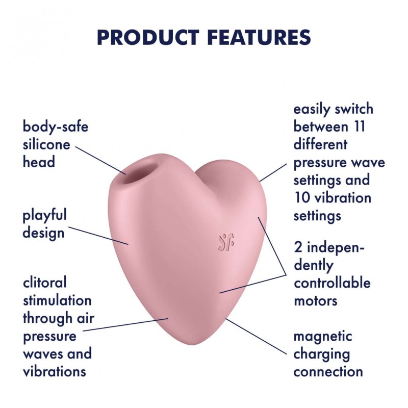 Satisfyer Cutie Heart - akkus léghullámos csikló vibrátor (pink) 77060 termék bemutató kép