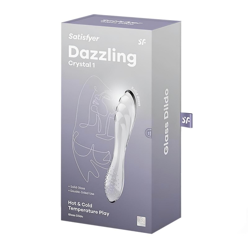 Satisfyer Dazzling Crystal 1 - kétvégű üveg dildó (átlátszó) 106838 termék bemutató kép