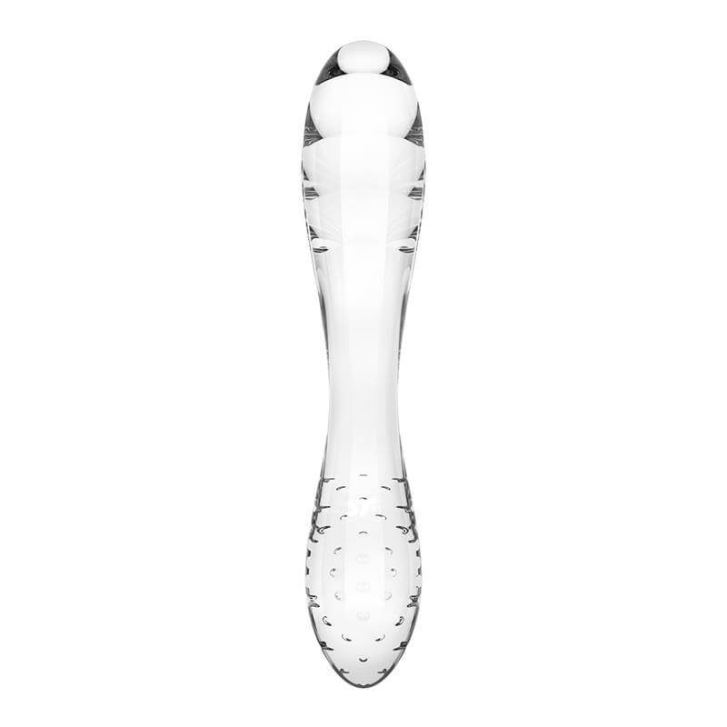 Satisfyer Dazzling Crystal 1 - kétvégű üveg dildó (átlátszó) 86571 termék bemutató kép