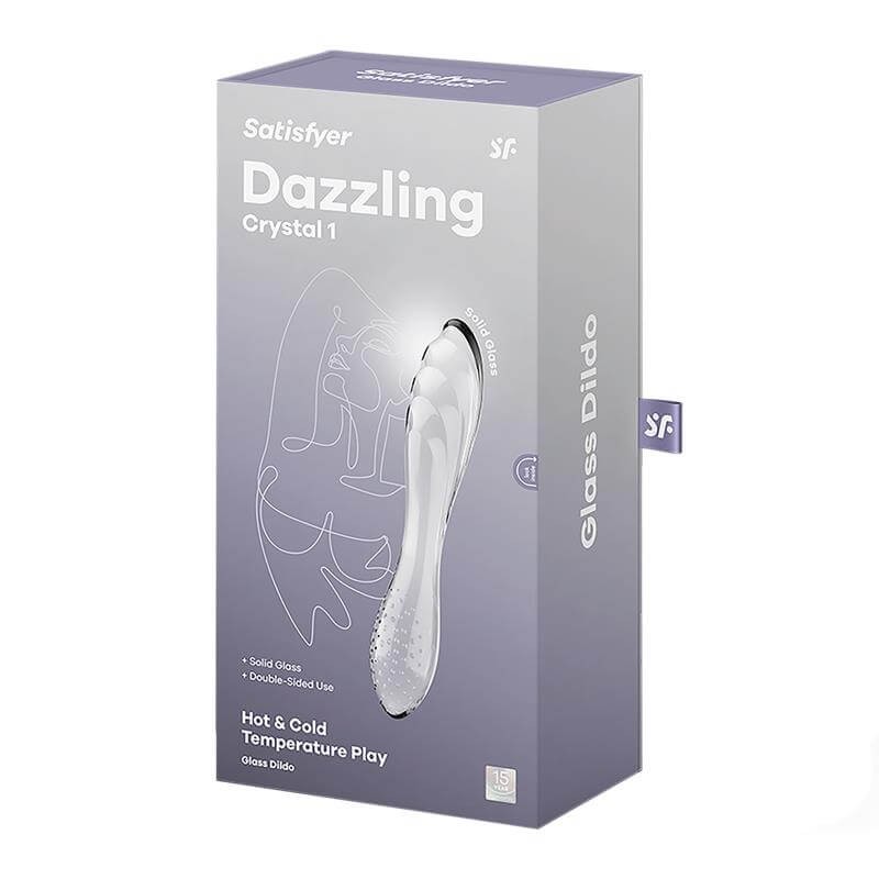 Satisfyer Dazzling Crystal 1 - kétvégű üveg dildó (átlátszó) 86572 termék bemutató kép