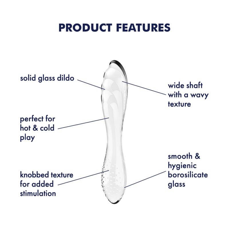 Satisfyer Dazzling Crystal 1 - kétvégű üveg dildó (átlátszó) 86573 termék bemutató kép
