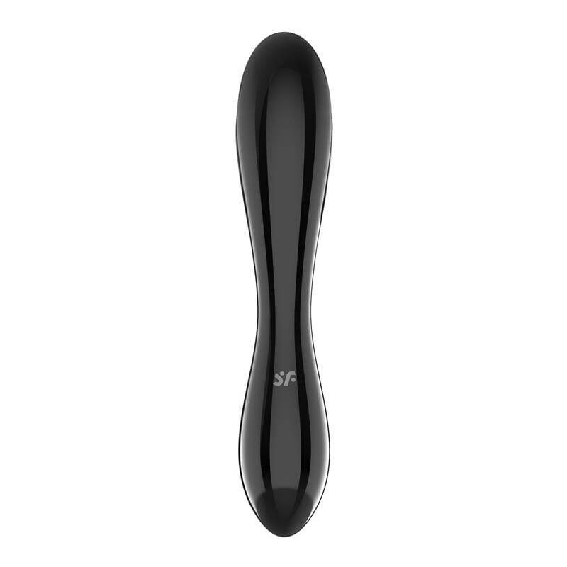 Satisfyer Dazzling Crystal 1 - kétvégű üveg dildó (fekete) 86577 termék bemutató kép