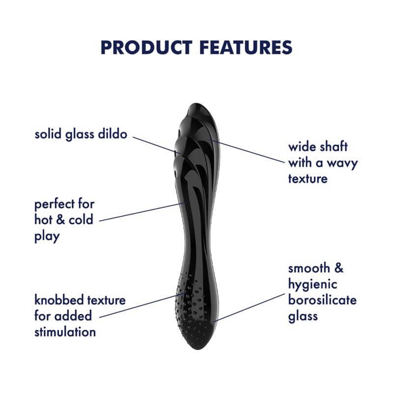 Satisfyer Dazzling Crystal 1 - dupla végű üveg dildó (fekete) 86579 termék bemutató kép