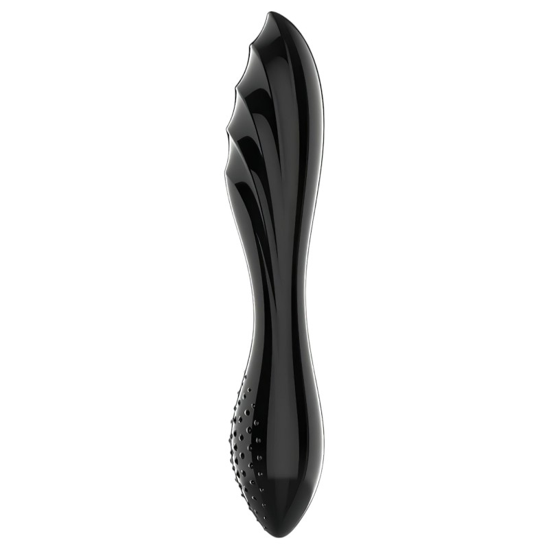 Satisfyer Dazzling Crystal 1 - kétvégű üveg dildó (fekete) 113671 termék bemutató kép