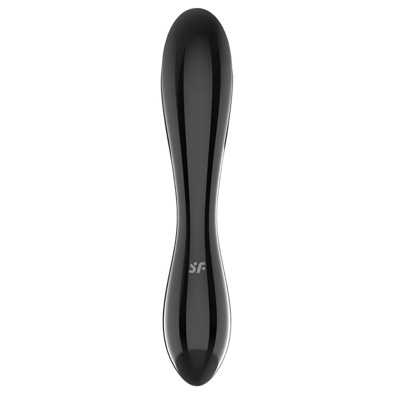 Satisfyer Dazzling Crystal 1 - kétvégű üveg dildó (fekete) 113673 termék bemutató kép