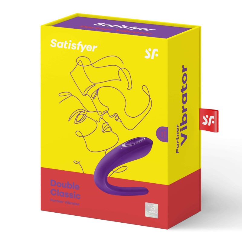 Satisfyer Double Classic - vízálló, akkus párvibrátor (lila) 59216 termék bemutató kép