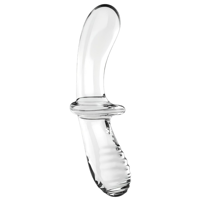 Satisfyer Double Crystal - kétvégű üveg dildó (átlátszó) 106843 termék bemutató kép