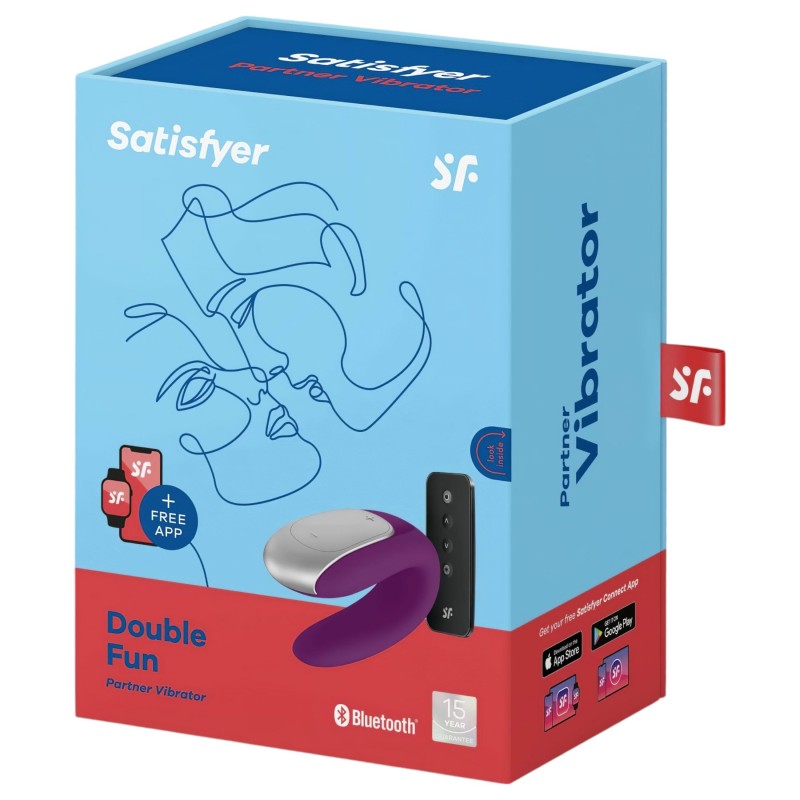 Satisfyer Double Fun - app-vezérelt párvibrátor pároknak (lila) 154888 termék bemutató kép