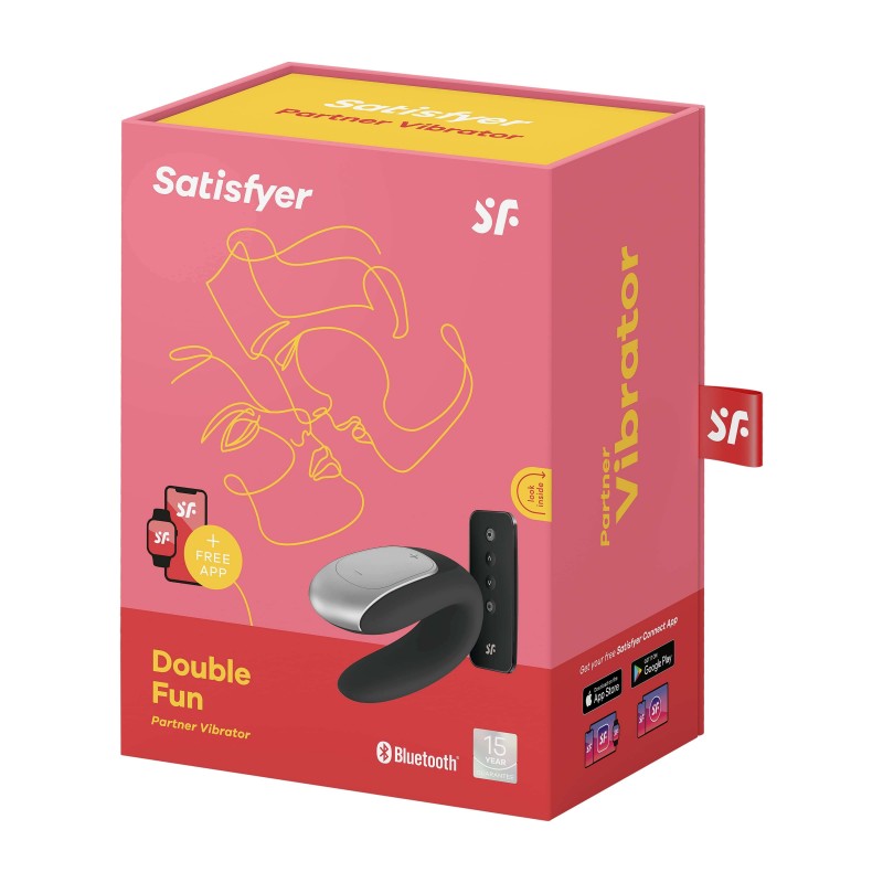 Satisfyer Double Fun - okos, vízálló párvibrátor (fekete) 44607 termék bemutató kép