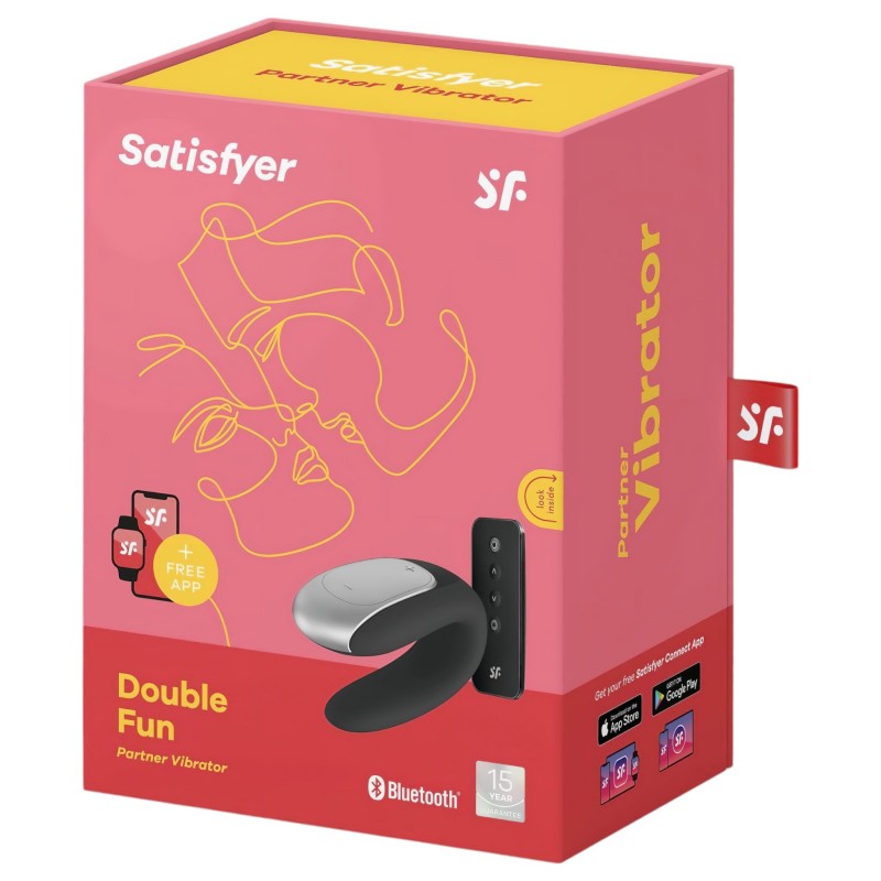 Satisfyer Double Fun - okos, vízálló párvibrátor (fekete) 112723 termék bemutató kép