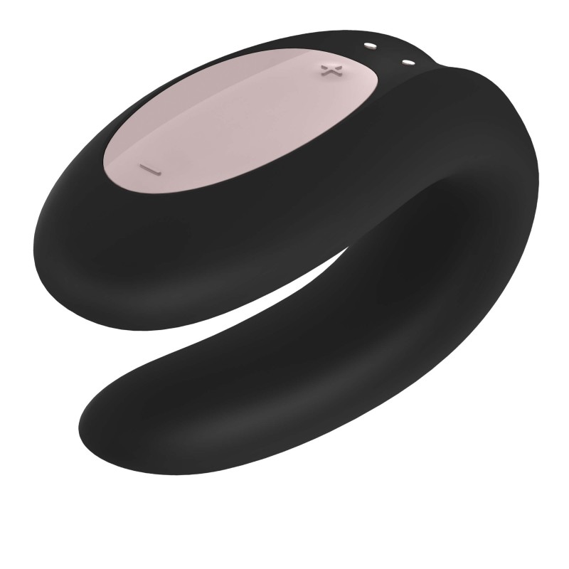 Satisfyer Double Joy - okos, akkus, vízálló párvibrátor (fekete) 39010 termék bemutató kép