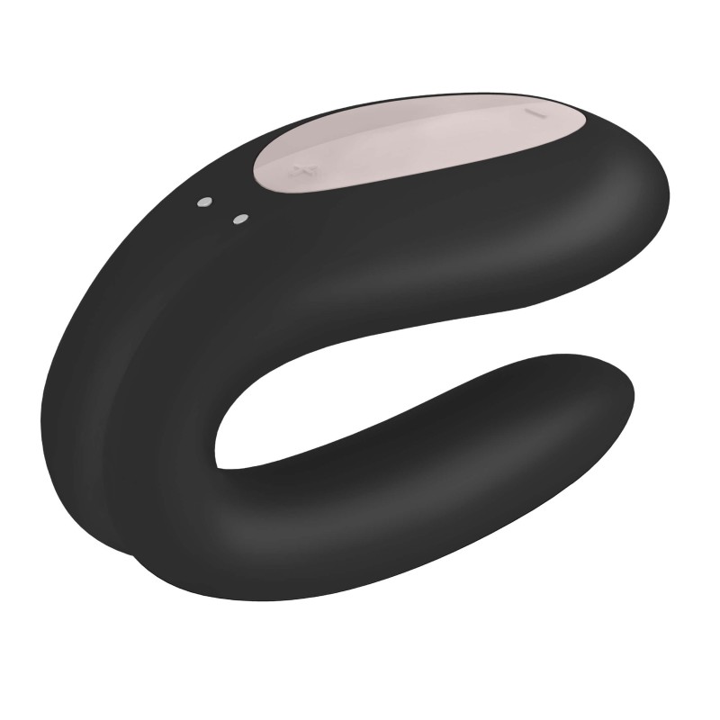 Satisfyer Double Joy - okos, akkus, vízálló párvibrátor (fekete) 39012 termék bemutató kép