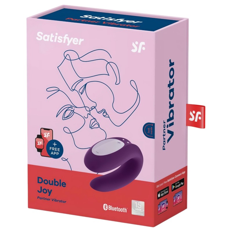 Satisfyer Double Joy - okos, vízálló párvibrátor (lila) 102228 termék bemutató kép