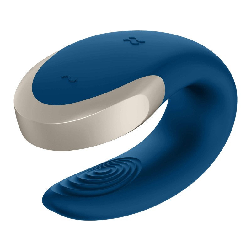 Satisfyer Double Love - okos, vízálló, rádiós párvibrátor (kék) 82165 termék bemutató kép
