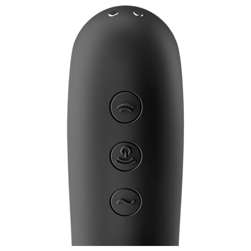 Satisfyer Dual Kiss - akkus hüvelyi és csikló vibrátor, csiklóizgató (fekete) 165402 termék bemutató kép