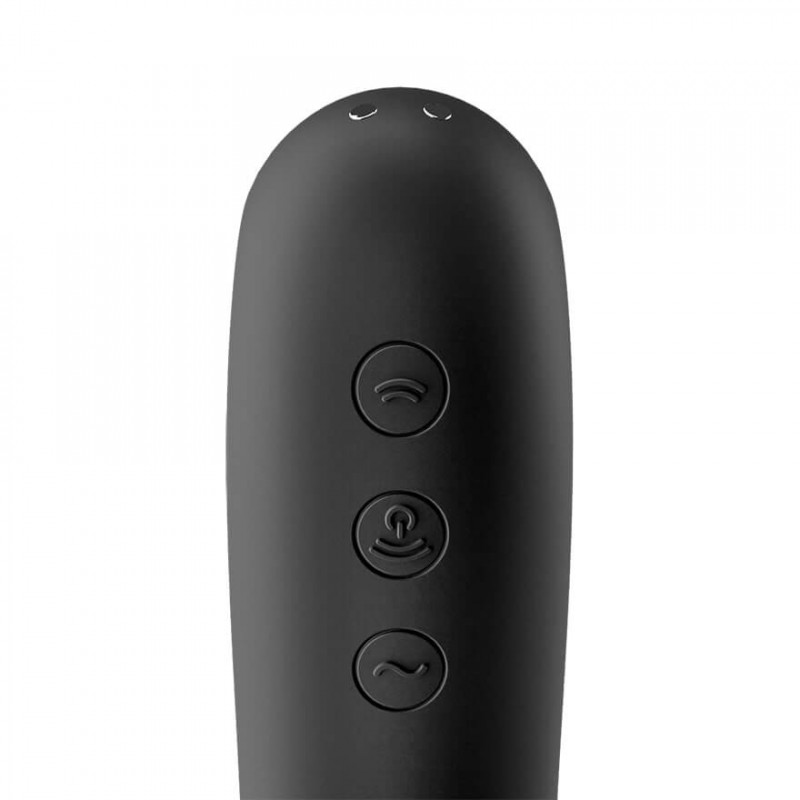 Satisfyer Dual Kiss - akkus hüvelyi és csikló vibrátor (fekete) 76973 termék bemutató kép