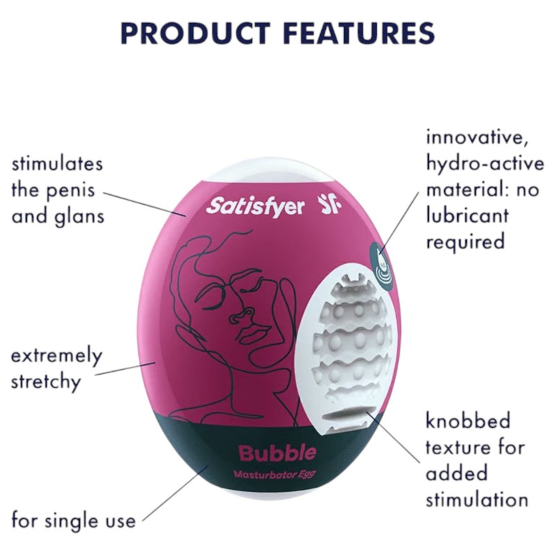 Satisfyer Egg Bubble - tojás maszturbátor (1db) 110690 termék bemutató kép