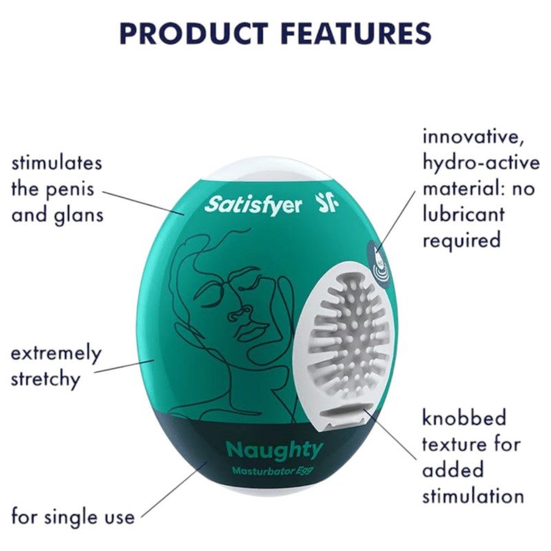 Satisfyer Egg Naughty - tojás maszturbátor férfiaknak (1 db) 161671 termék bemutató kép