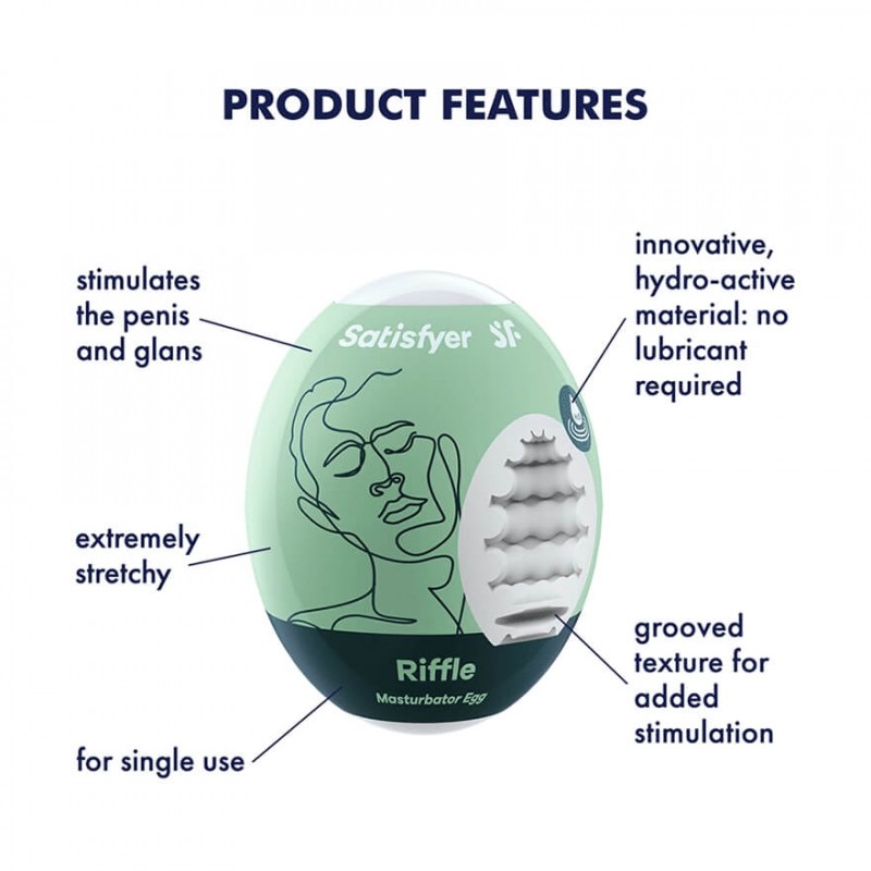 Satisfyer Egg Riffle - tojás maszturbátor férfiaknak (1 db) 82494 termék bemutató kép