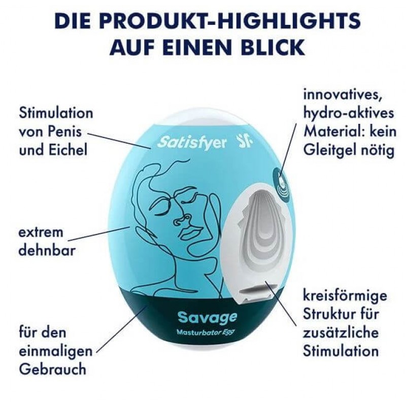 Satisfyer Egg Savage - tojás maszturbátor férfiaknak (1 db) 62649 termék bemutató kép