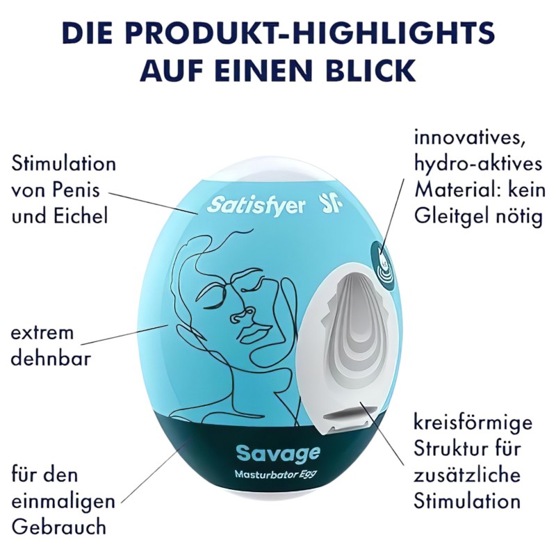 Satisfyer Egg Savage - tojás maszturbátor (1 db) 129706 termék bemutató kép