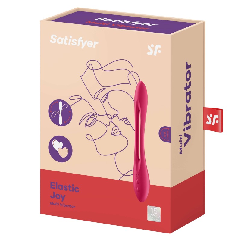 Satisfyer Elastic Joy - akkus, flexibilis párvibrátor pároknak (piros) 51595 termék bemutató kép