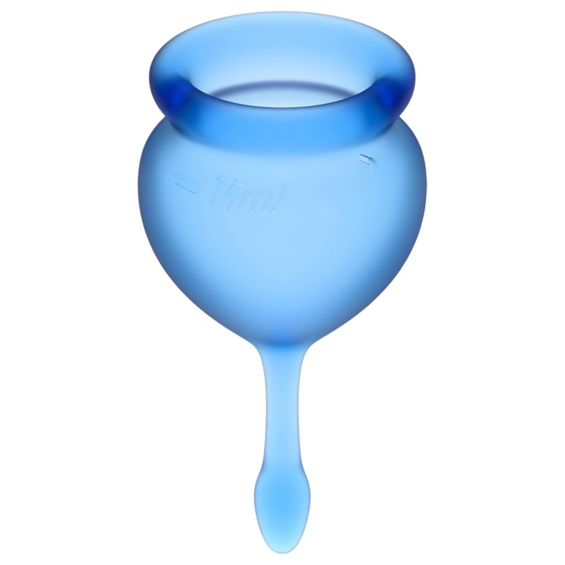Satisfyer Feel Good - szilikon menstruációs kehely szett (kék, 2 db) 129314 termék bemutató kép