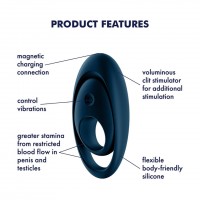 Satisfyer Glorious Duo - akkus, vízálló, vibrációs péniszgyűrű (kék) 53296 termék bemutató kép