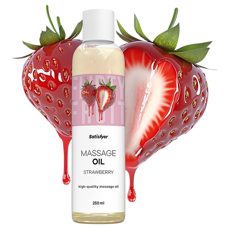 Satisfyer - ízesített masszázsolaj - eper (250 ml) 150231 termék bemutató kép