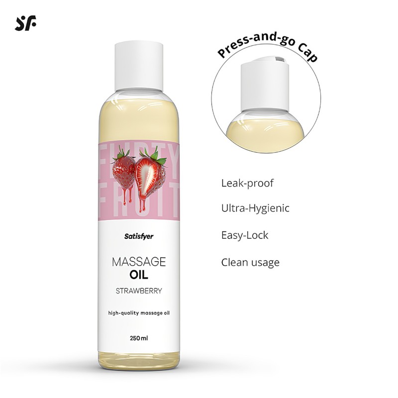 Satisfyer - ízesített masszázsolaj - eper (250 ml) 150232 termék bemutató kép