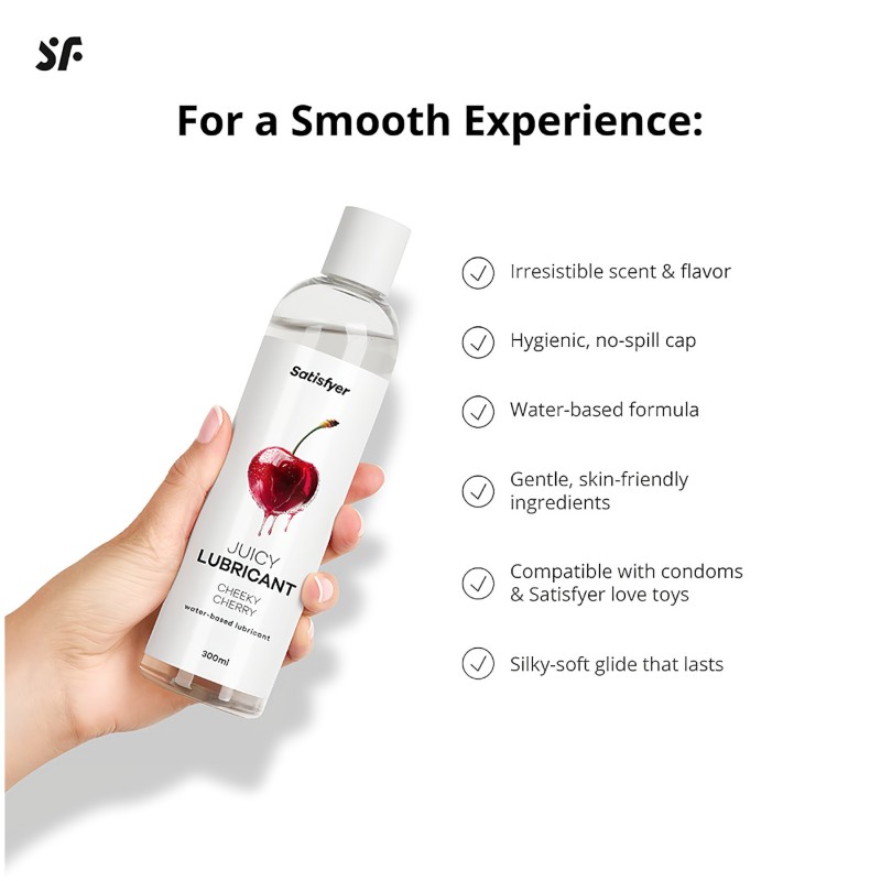 Satisfyer - ízesített síkosító - cseresznye (300 ml) 150229 termék bemutató kép