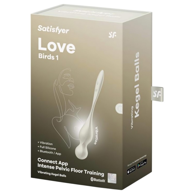 Satisfyer Love Birds 1 – App-vezérelt vibrációs gésagolyó (fehér) 137756 termék bemutató kép