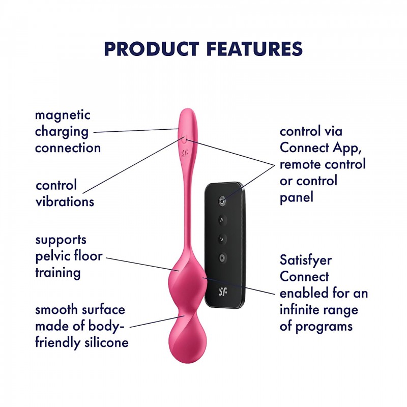 Satisfyer Love Birds 2 - App-vezérelt vibrációs gésagolyó (pink) 145959 termék bemutató kép