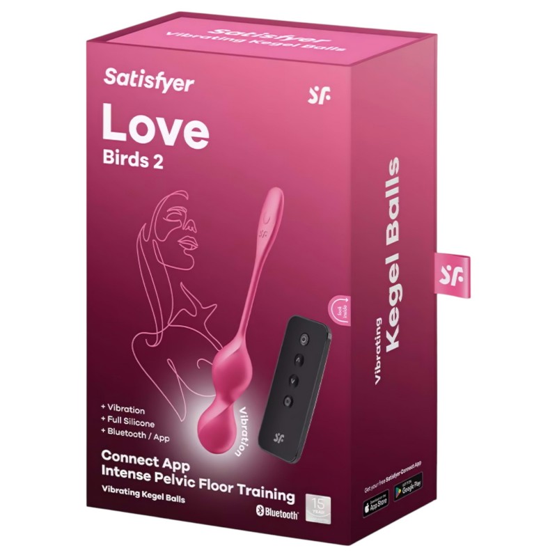 Satisfyer Love Birds 2 - App-vezérelt vibrációs gésagolyó (pink) 138104 termék bemutató kép