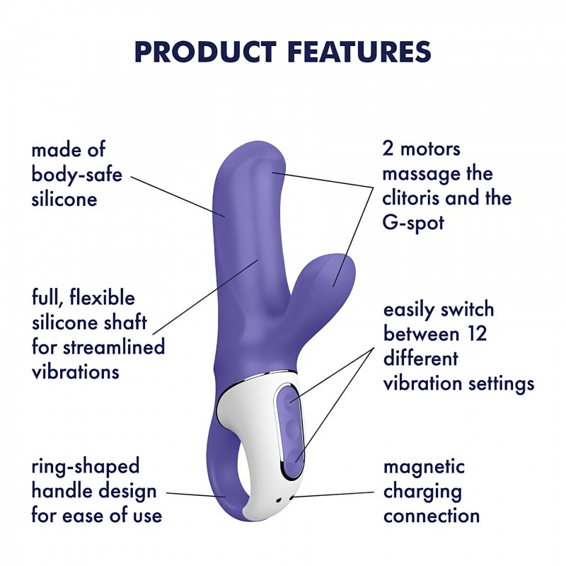 Satisfyer Magic Bunny - vízálló, akkus csiklókaros vibrátor (kék) 152626 termék bemutató kép