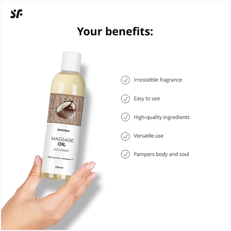 Satisfyer - masszázsolaj - kókusz (250 ml) 150237 termék bemutató kép