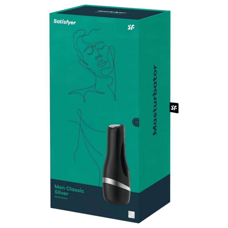 Satisfyer Men Classic - manuális szívó maszturbátor férfiaknak (ezüst) 164775 termék bemutató kép