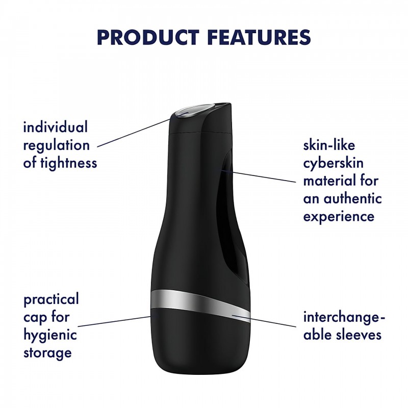 Satisfyer Men Classic - manuális szívó maszturbátor férfiaknak (ezüst) 164777 termék bemutató kép