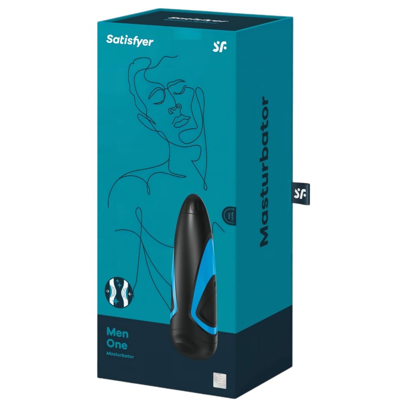 Satisfyer Men One - szívó maszturbátor férfiaknak (kék-fekete) 156301 termék bemutató kép