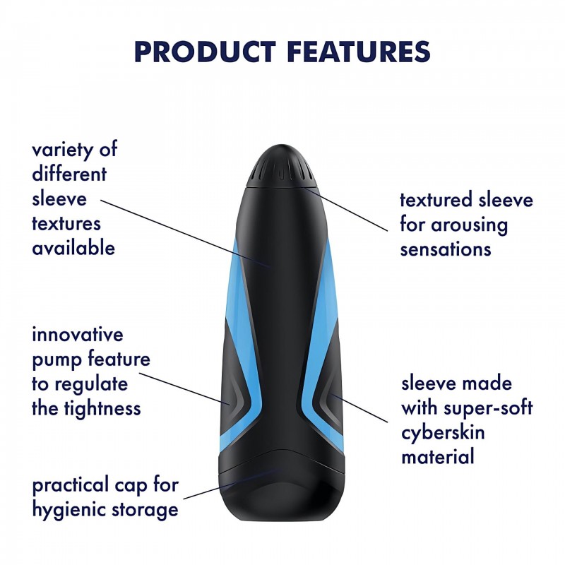 Satisfyer Men One - szívó maszturbátor férfiaknak (kék-fekete) 156304 termék bemutató kép
