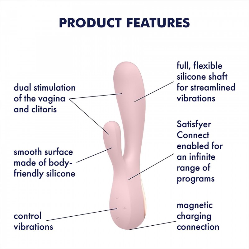 Satisfyer Mono Flex – App-vezérelt vibrátor (pink) 138277 termék bemutató kép