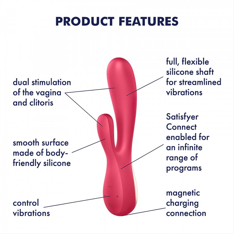 Satisfyer Mono Flex – App-vezérelt vibrátor (piros) 138259 termék bemutató kép
