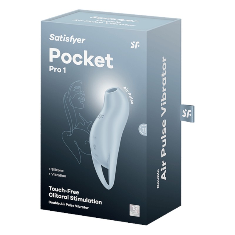 Satisfyer Pocket Pro 1 - akkus, léghullámos csiklóizgató (kék) 91185 termék bemutató kép