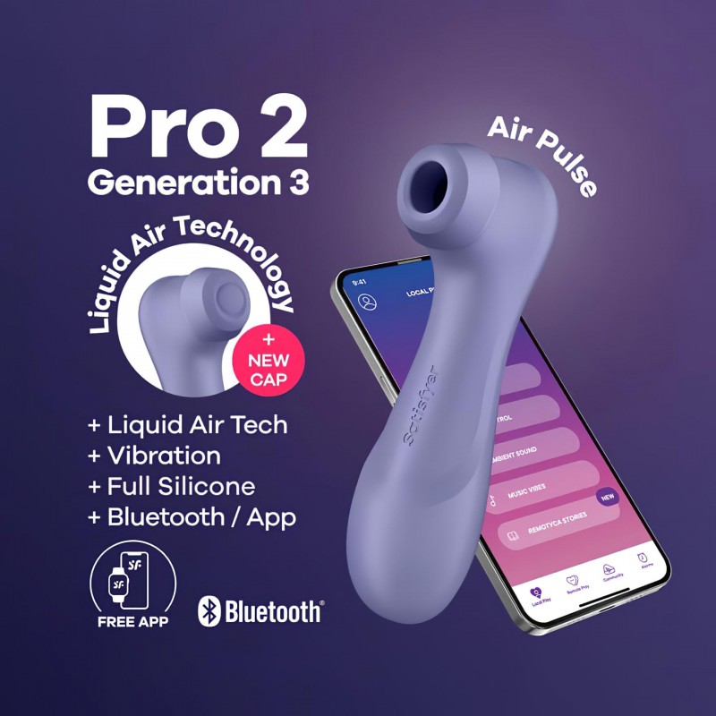 Satisfyer Pro 2 Gen3 - App-vezérelt léghullámos csiklóizgató (lila) 147317 termék bemutató kép