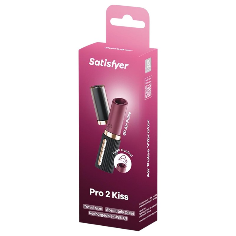 Satisfyer Pro 2 Kiss - léghullámos rúzs vibrátor (fekete) 103653 termék bemutató kép