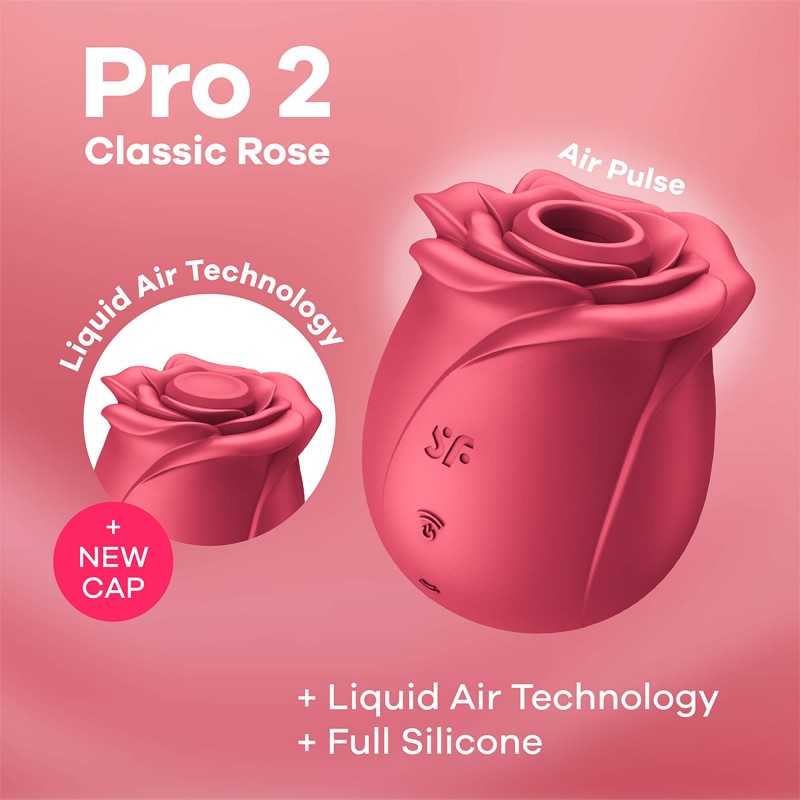 Satisfyer Pro 2 Rose Classic - akkus léghullámos csiklóizgató (piros) 83206 termék bemutató kép