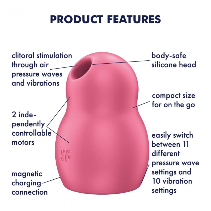 Satisfyer Pro To Go 1 - akkus, léghullámos csiklóizgató (piros) 69520 termék bemutató kép