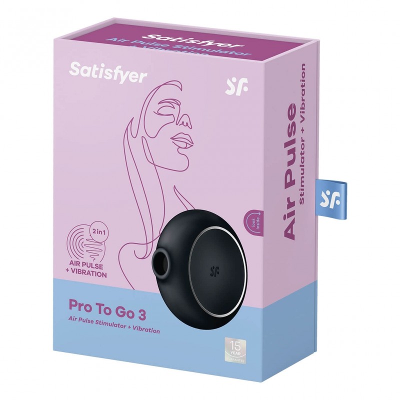 Satisfyer Pro To Go 3 - akkus, léghullámos csiklóizgató (fekete) 80374 termék bemutató kép